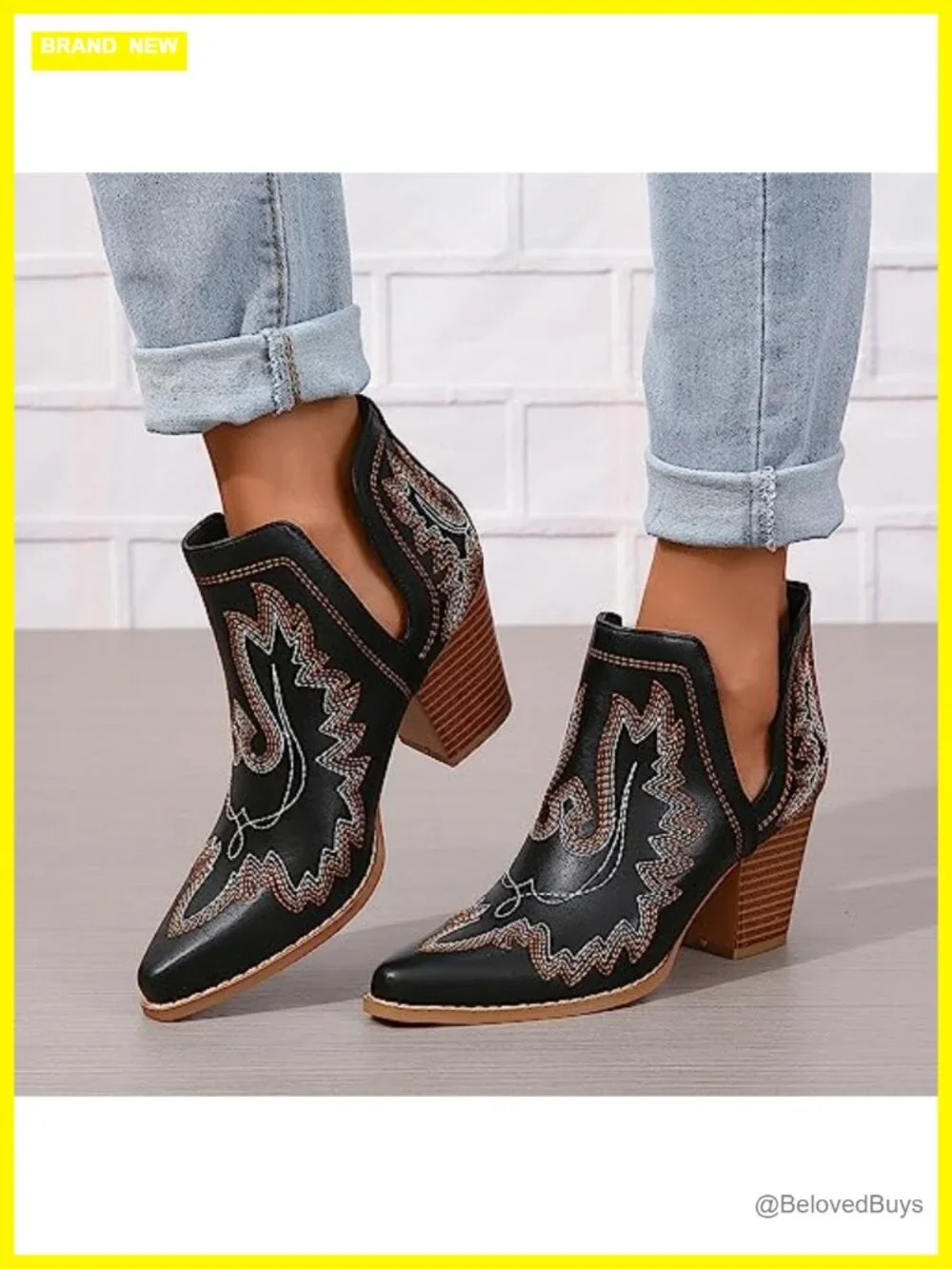 Handcrafted Leather Cowgirl Boots Embroidered Stitched Pointed Toe Ankle Booties